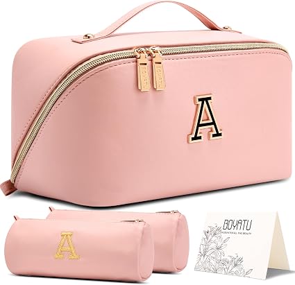 BOYATU Makeup Bag Gift for Women: 3-in-1 Personalized Travel Cosmetic Bag